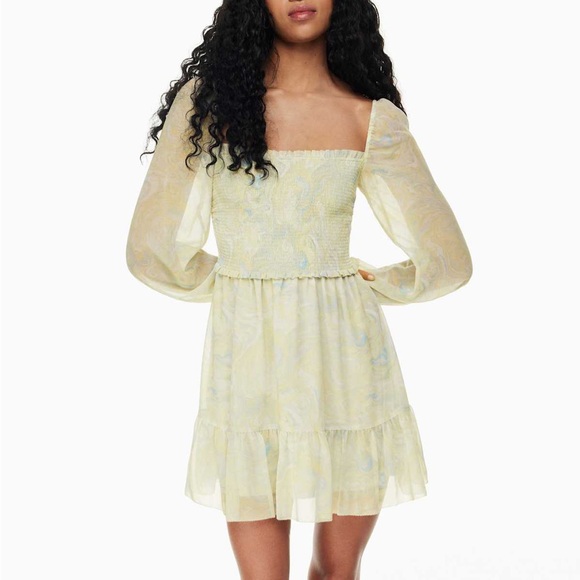 Aritzia Wilfred Tempest Smocked chiffon mini dress - Picture 1 of 10